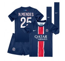 Paris Saint-Germain Nuno Mendes #25 Koszulka Podstawowa dzieci 2024-25 Krótki Rękaw (+ krótkie spodenki)